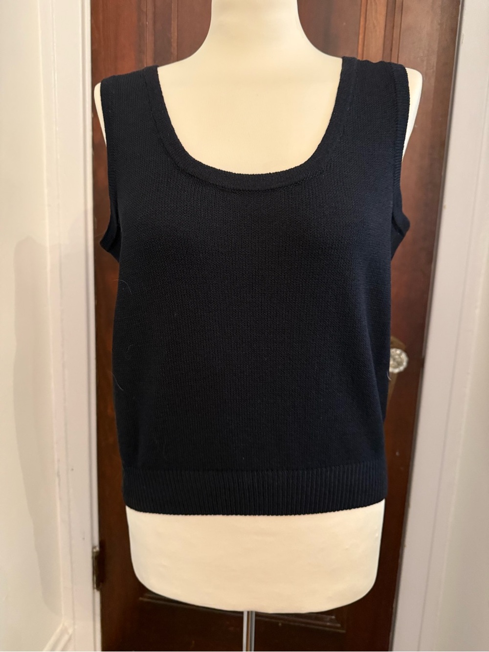 St. John Basics Black Scoop Neck Knit Top
